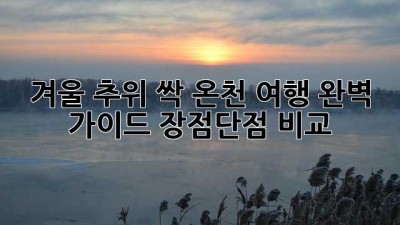 겨울 추위 싹!❄️ 온천 여행 완벽 가이드 (장점/단점 비교)